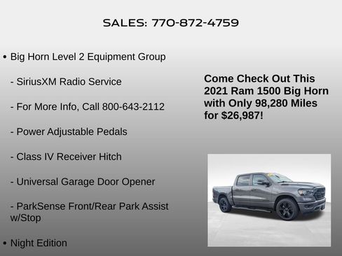Used 2021 RAM 1500 Big Horn RWD image 20
