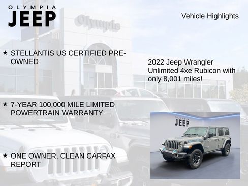 Certified 2022 Jeep Wrangler Unlimited Rubicon 4xe w/ Cold Weather Group image 7