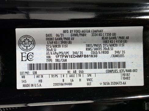 Used 2021 Ford F150 Lariat w/ Equipment Group 502A High image 44