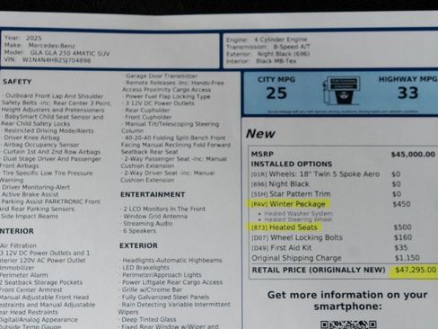 Used 2025 Mercedes-Benz GLA 250 4MATIC w/ Winter Package image 47