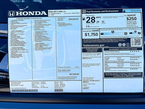 Used 2026 Honda HR-V LX image 18