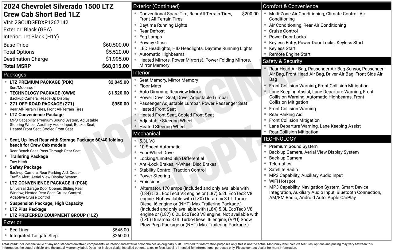 Used 2024 Chevrolet Silverado 1500 LTZ w/ LTZ Premium Package AWD/4WD image 41