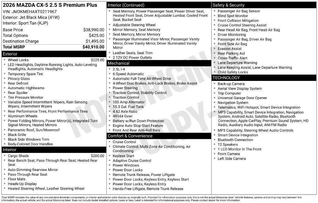 New 2026 MAZDA CX-5 2.5 S w/ Premium Plus Package AWD/4WD image 3