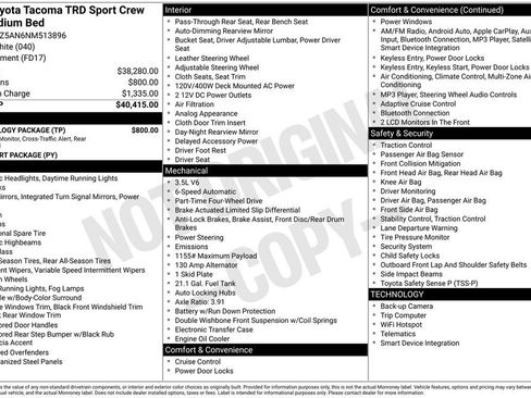 Certified 2022 Toyota Tacoma TRD Sport w/ Technology Package image 9
