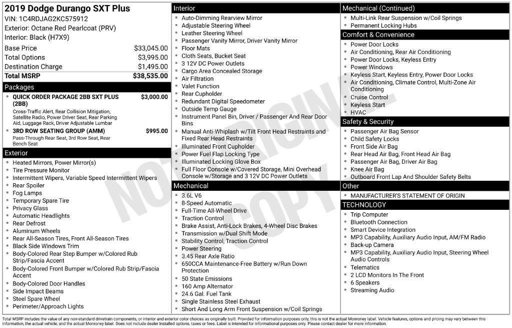 Used 2019 Dodge Durango SXT AWD/4WD image 51