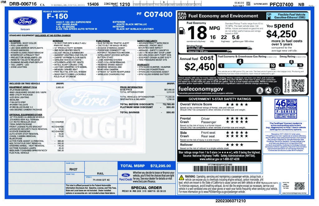 Used 2023 Ford F150 Platinum w/ Equipment Group 701A High AWD/4WD image 12