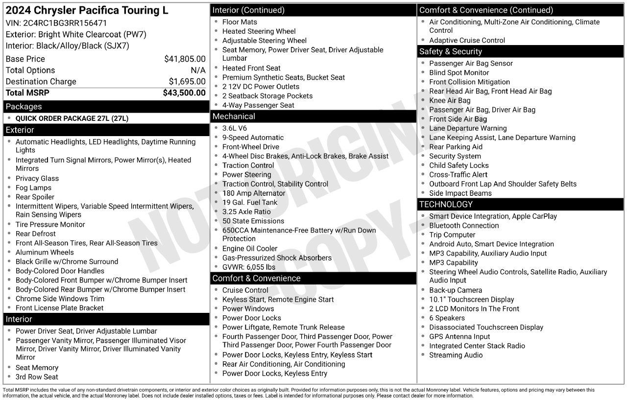 Used 2024 Chrysler Pacifica Touring-L FWD image 37