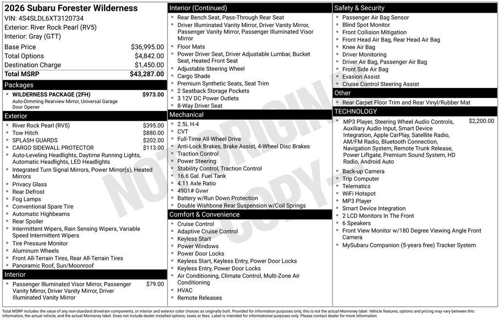 New 2026 Subaru Forester Wilderness w/ Wilderness Package AWD/4WD image 2