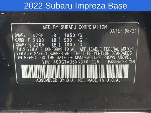 Used 2022 Subaru Impreza 2.0i AWD/4WD image 31
