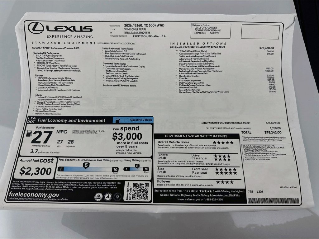 New 2026 Lexus TX 500h AWD w/ Technology Package image 9