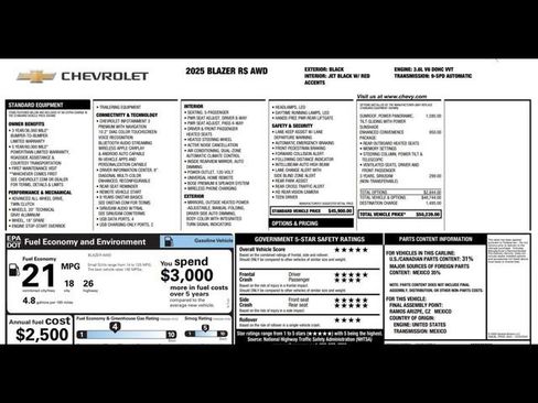 New 2025 Chevrolet Blazer RS w/ Enhanced Convenience Package image 3