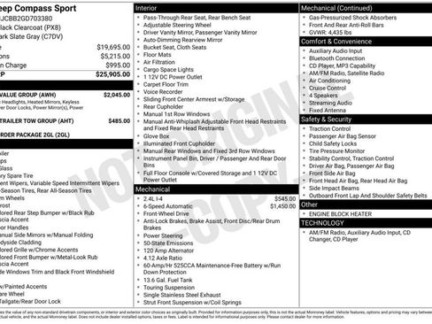 Used 2016 Jeep Compass Sport w/ Power Value Group FWD image 6