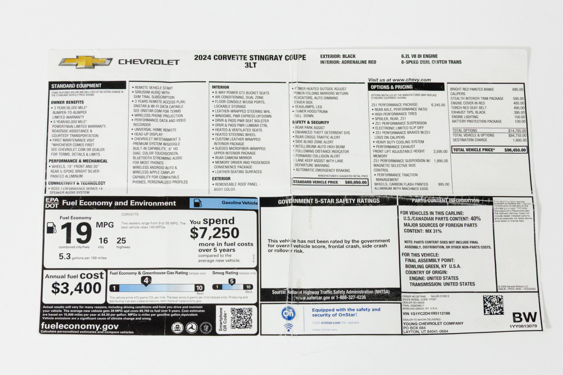 Used 2024 Chevrolet Corvette Stingray Premium Cpe w/ Z51 Performance Package RWD image 88