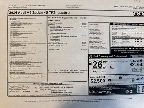 Used 2024 Audi A6 2.0T Premium w/ Convenience Package AWD/4WD image 40