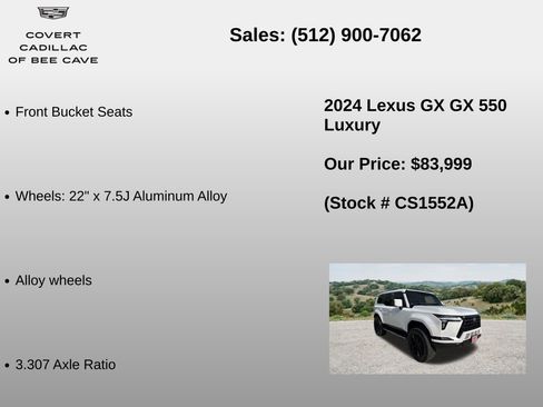 Used 2024 Lexus GX 550 w/ Accessory Package (Z1) AWD/4WD image 18