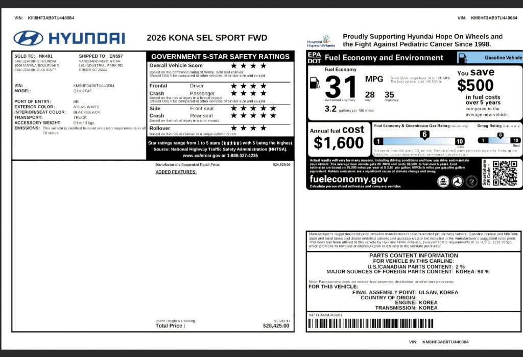 Used 2026 Hyundai Kona SEL Sport FWD image 34