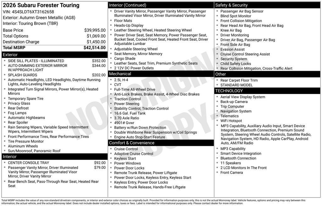 New 2026 Subaru Forester Touring AWD/4WD image 2