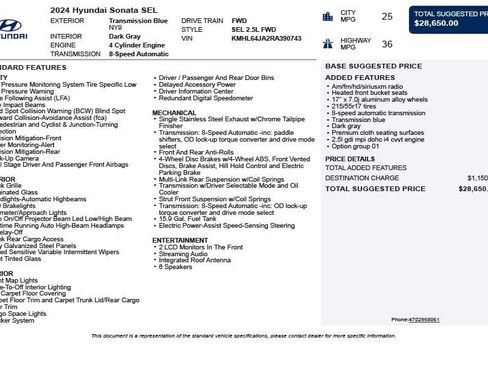 Used 2024 Hyundai Sonata SEL FWD image 3
