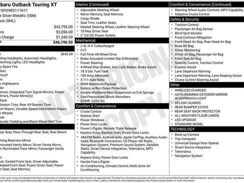 Certified 2024 Subaru Outback Touring XT AWD/4WD image 8