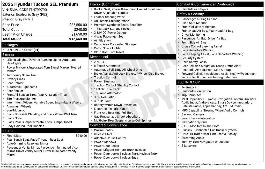 New 2026 Hyundai Tucson SEL AWD/4WD image 4
