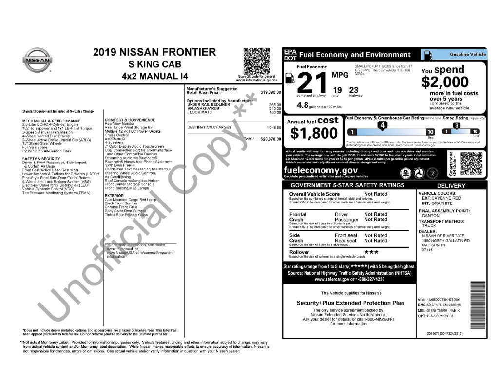 Used 2019 Nissan Frontier S RWD image 6
