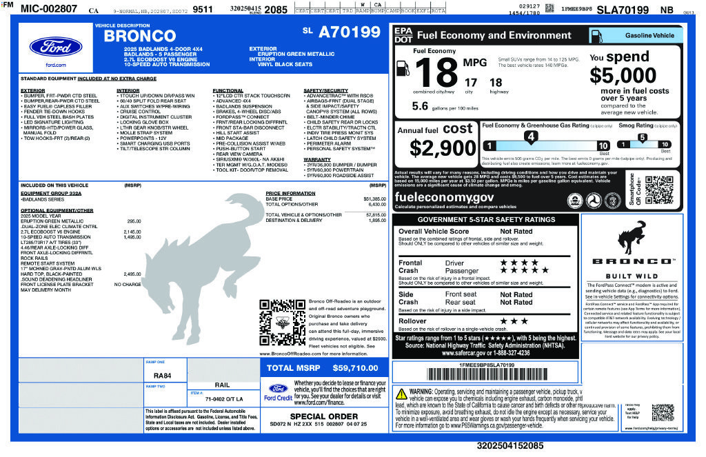 Certified 2025 Ford Bronco Badlands AWD/4WD image 3