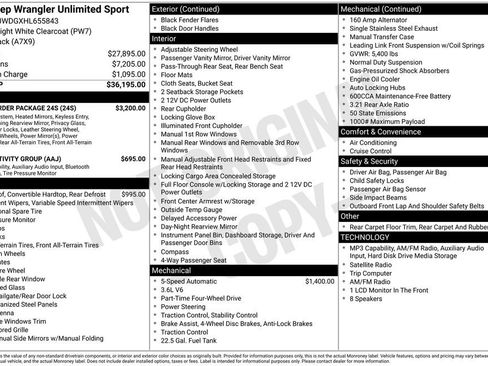 Used 2017 Jeep Wrangler Unlimited Sport w/ Quick Order Package 24S AWD/4WD image 5