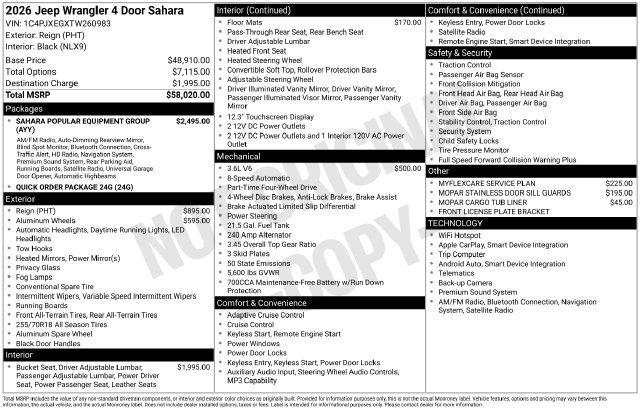 New 2026 Jeep Wrangler Unlimited Sahara AWD/4WD image 54