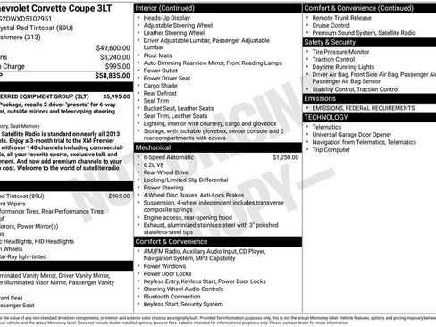 Used 2013 Chevrolet Corvette Coupe w/ 3LT Preferred Equipment Group image 49