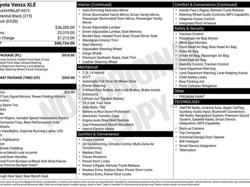 Used 2021 Toyota Venza XLE w/ Softex Package AWD/4WD image 6