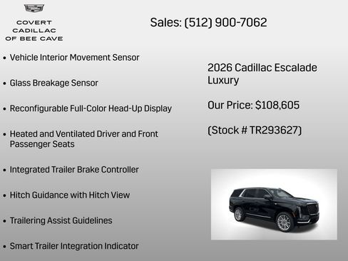 New 2026 Cadillac Escalade Luxury w/ LPO, Floor Liner Package image 30