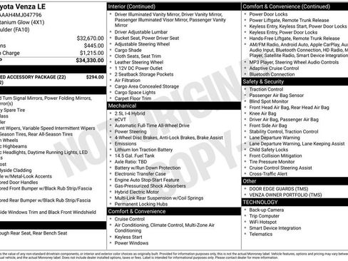 Used 2021 Toyota Venza LE image 36