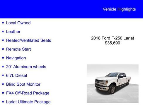 Used 2018 Ford F250 Lariat w/ Lariat Ultimate Package AWD/4WD image 2