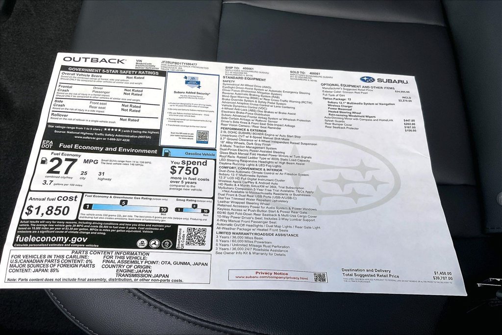 New 2026 Subaru Outback Premium AWD/4WD image 17