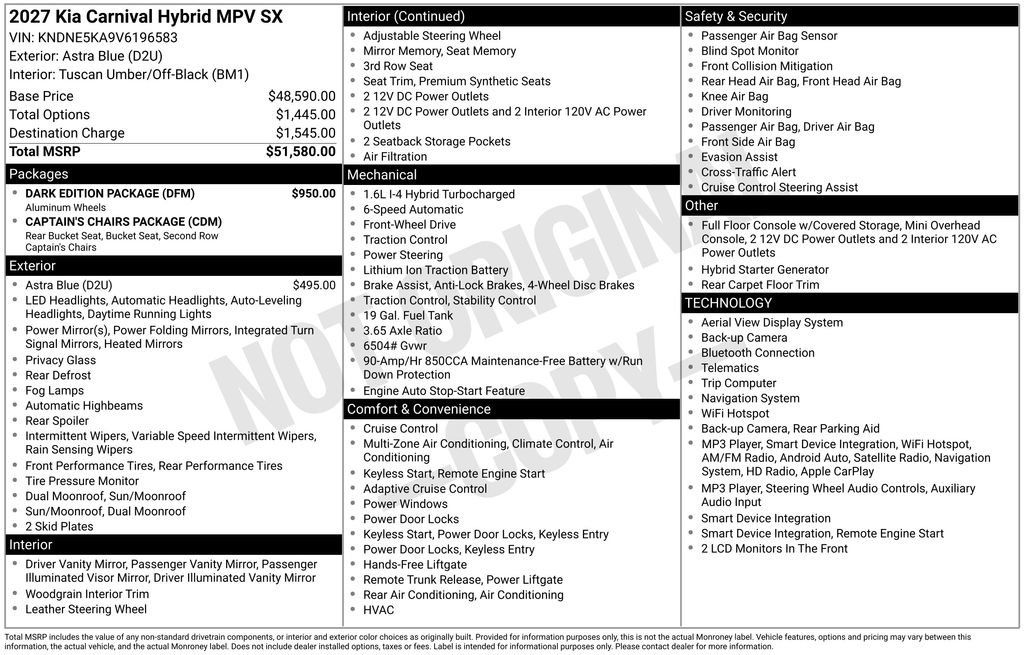 New 2027 Kia Carnival SX w/ Dark Edition Package FWD image 4