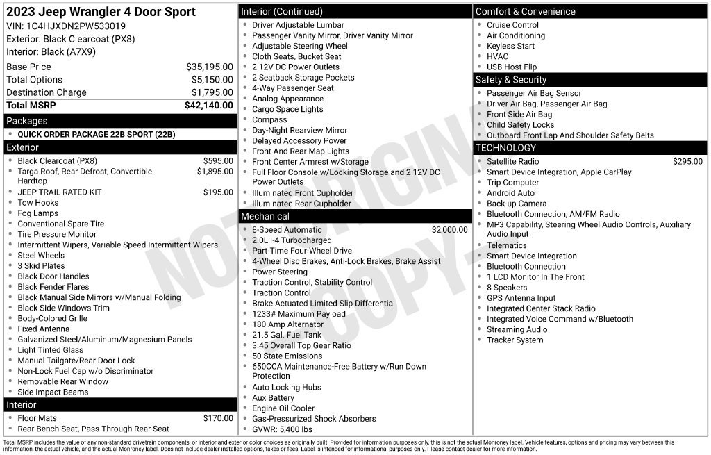 Used 2023 Jeep Wrangler Unlimited Sport AWD/4WD image 38