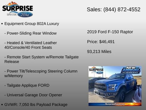 Used 2019 Ford F150 Raptor w/ Equipment Group 802A Luxury AWD/4WD image 16