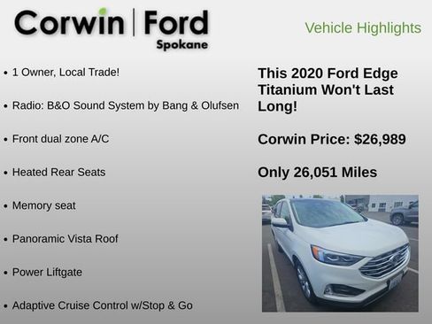 Used 2020 Ford Edge Titanium w/ Equipment Group 301A AWD/4WD image 6