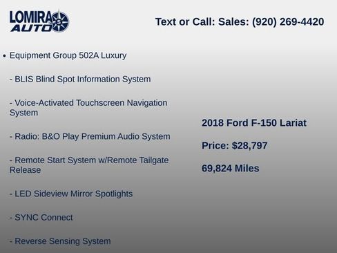 Used 2018 Ford F150 Lariat w/ Equipment Group 502A Luxury AWD/4WD image 6