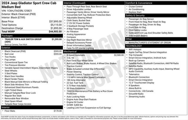 Certified 2024 Jeep Gladiator Sport AWD/4WD image 25