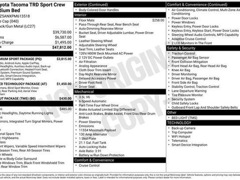 Used 2023 Toyota Tacoma TRD Sport w/ TRD Premium Sport Package AWD/4WD image 2