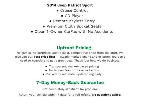 Used 2014 Jeep Patriot Sport w/ Power Value Group FWD image 1