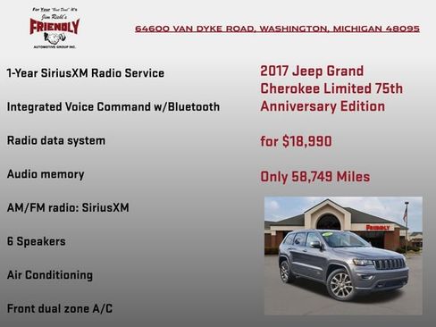 Used 2017 Jeep Grand Cherokee Limited 75th Anniversary AWD/4WD image 30