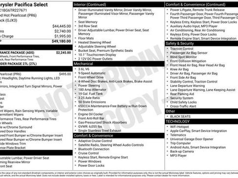 New 2026 Chrysler Pacifica Select w/ S Appearance Package FWD image 9