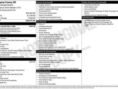Used 2011 Toyota Camry SE w/ SE Extra-Value Pkg #1 FWD image 7