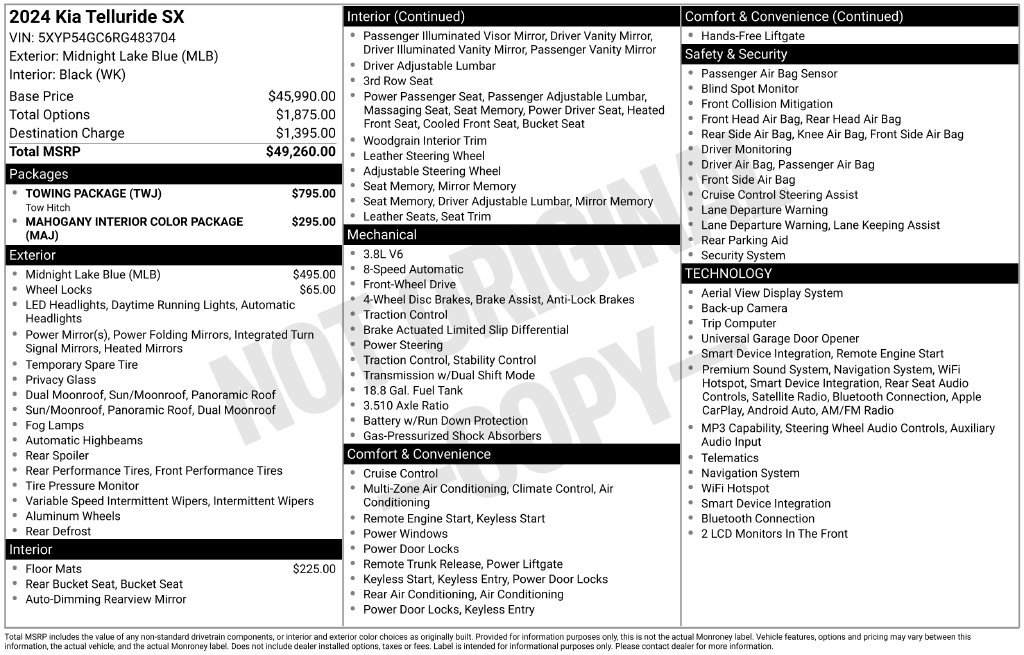 Certified 2024 Kia Telluride SX w/ Towing Package FWD image 12