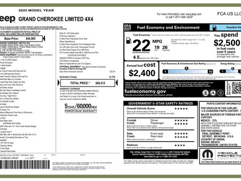 Used 2025 Jeep Grand Cherokee Limited AWD/4WD image 11