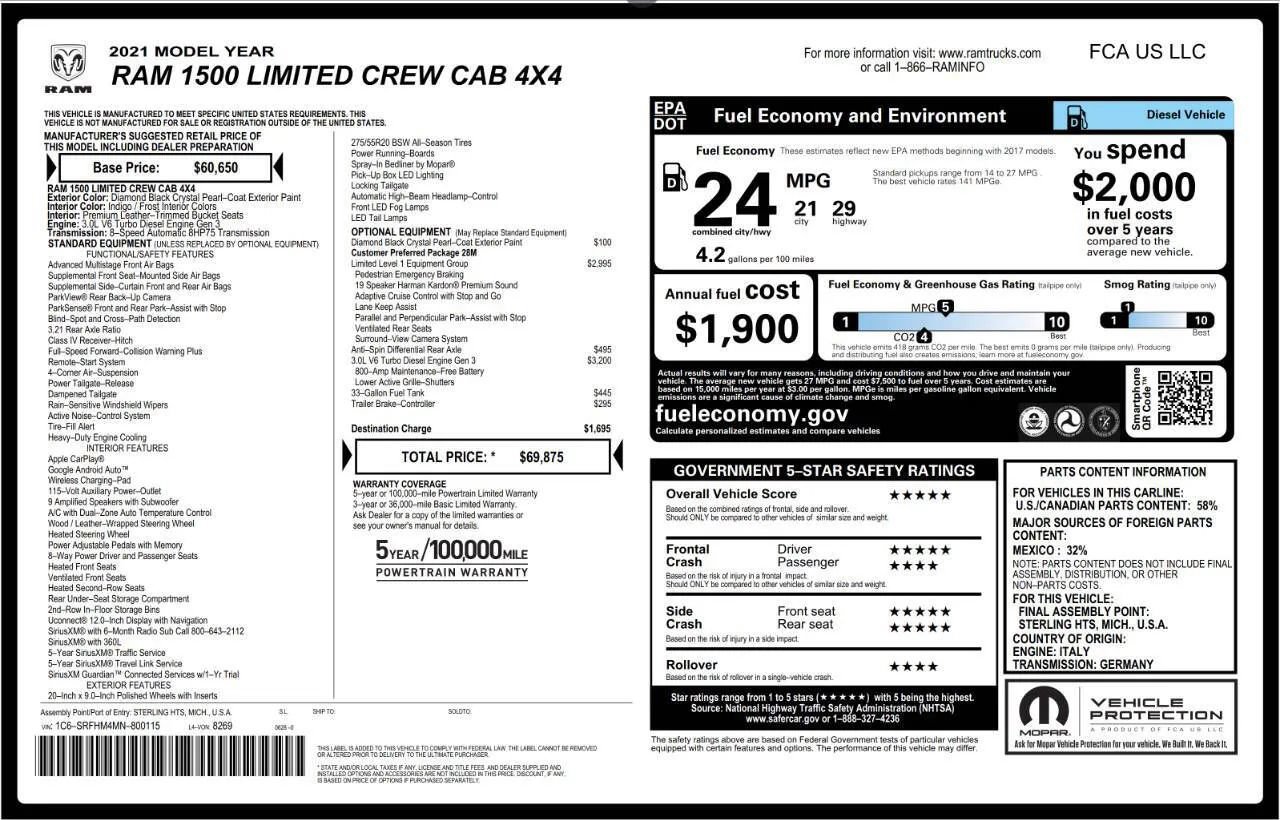 Used 2021 RAM 1500 Limited AWD/4WD image 7