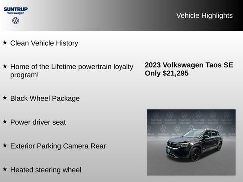 Used 2023 Volkswagen Taos SE w/ Black Wheel Package FWD image 8
