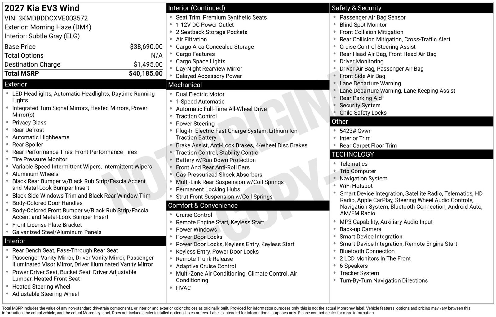 New 2027 Kia EV3 Wind AWD/4WD image 3